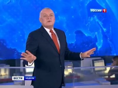 Дмитрий Киселев. Скриншот вещания телеканала "Россия" Дмитрий Киселев. Скриншот вещания телеканала "Россия"