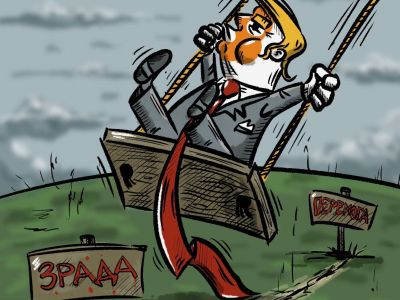 Трамповы качели: от "зрады" к "перемоге" - и обратно. Карикатура А.Петренко: t.me/PetrenkoAndryi Трамповы качели: от "зрады" к "перемоге" - и обратно. Карикатура А.Петренко: t.me/PetrenkoAndryi
